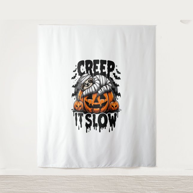 Cute Sloth Happy Halloween Tapestry (Front)