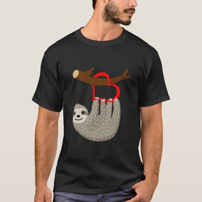 Cute Sloth Heart Valentine'S Day For Men Women Kid T-Shirt (Front)