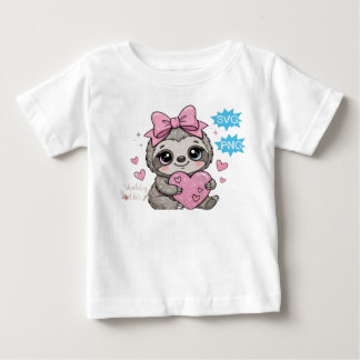 Cute Sloth Holding a Heart Baby T-Shirt