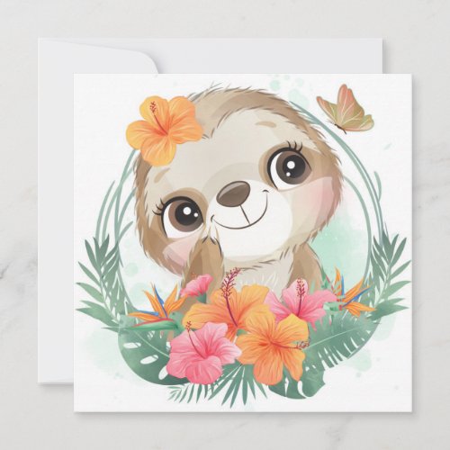 Cute Sloth Holiday Card