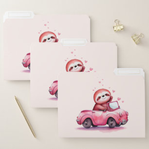 Cute Sloth in a Pink Convertible File Folder