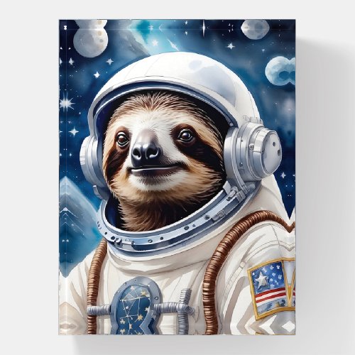 Cute Sloth in Astronaut Suit in Outer Space Paperweight