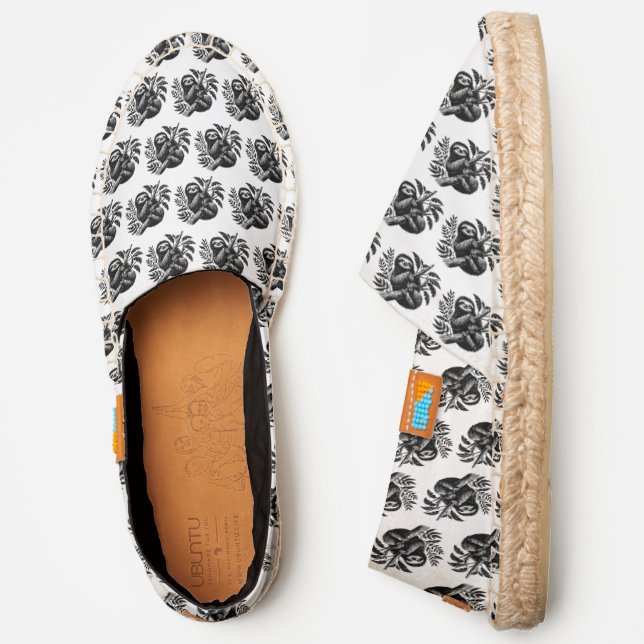 Cute Sloth in Tree#4 White Canvas Espadrilles (Side)