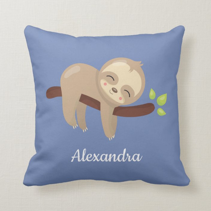 Cute Sloth In Tree Baby Animal Nursery Throw Pillow Zazzle Com