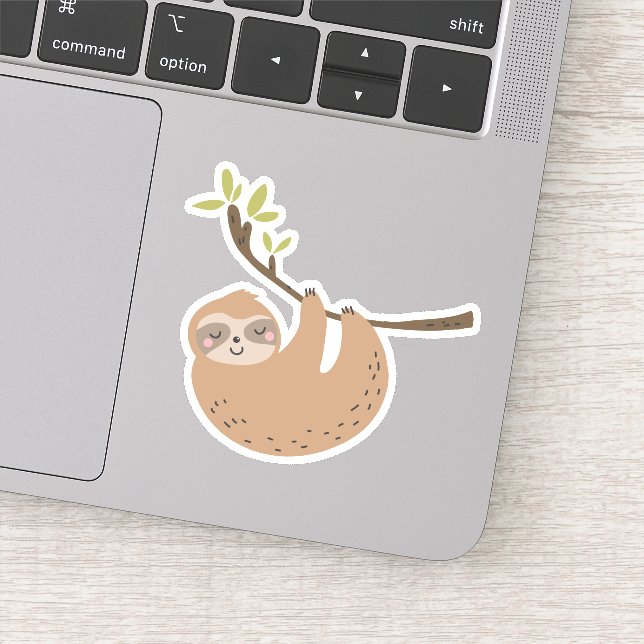Cute Sloth In Tree Sticker (Detail)