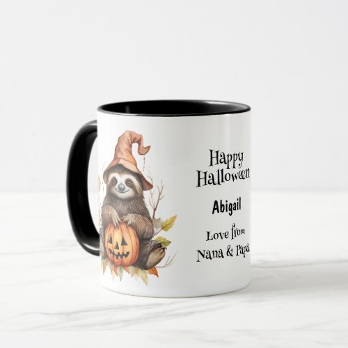 Cute Sloth Jack o Lantern Kids Halloween Mug