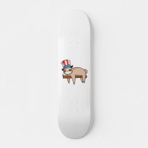 Cute Sloth July 4 Independence Day T Shirt Skateboard
