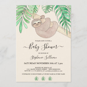 Cute Sloth Jungle Baby Shower Invitation