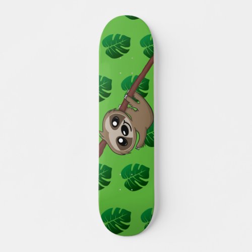 Cute Sloth Jungle Green Cartoon Rainforest Animal Skateboard