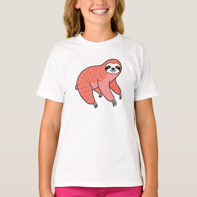 Cute Sloth Kids T-Shirt – Adorable Lazy Animal Tee (Front)
