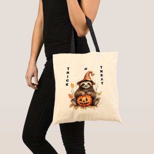 Cute Sloth Kids Trick or Treat Halloween Tote Bag