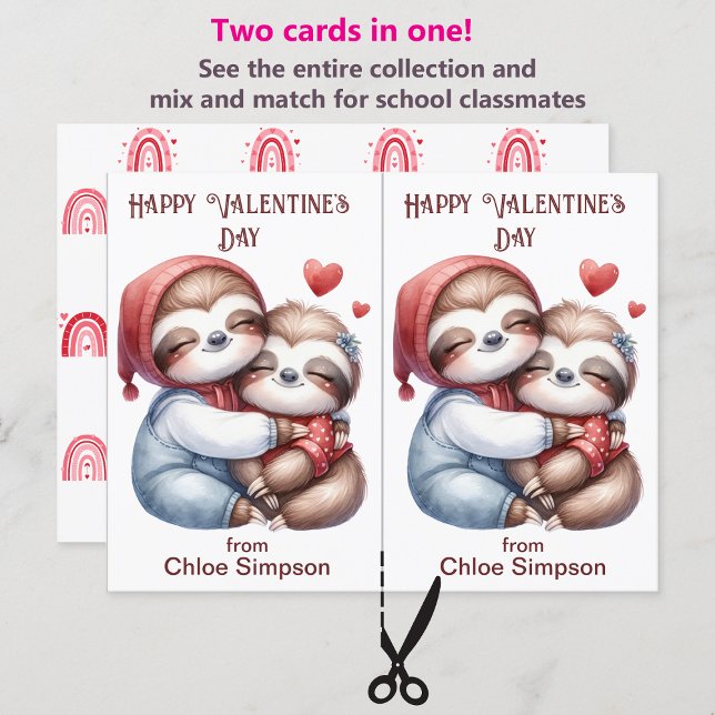 Cute Sloth Kid's Valentine Party Classroom Card (Creator Uploaded)