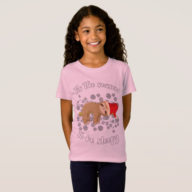 Cute Sloth Lazy Christmas Tis Season To Be Sleepy T-Shirt (Front Full)