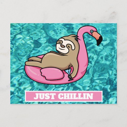 Cute Sloth Lazy Summer Funny Just Chillin Postcard