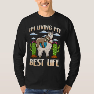Cute Sloth Llama Living My Best Life T-Shirt