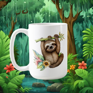 Cute sloth lovers add monogram coffee mug