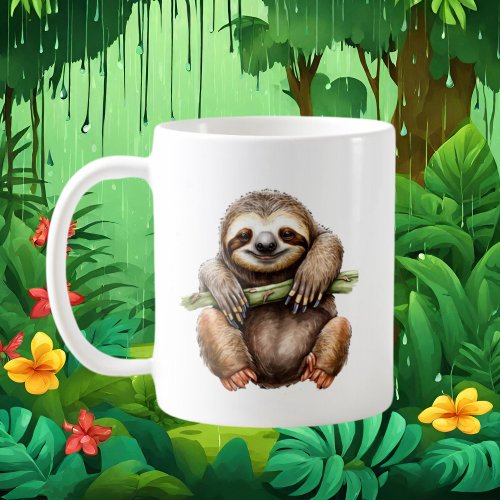Cute sloth lovers add monogram  coffee mug