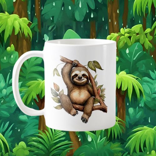 Cute sloth lovers add monogram coffee mug