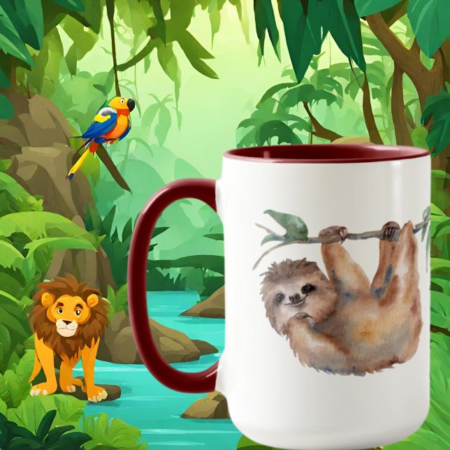 cute sloth lovers add monogram mug (Creator Uploaded)