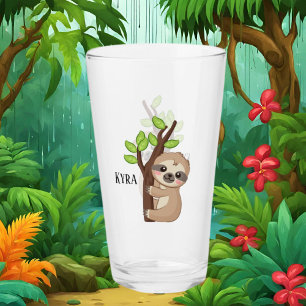 cute sloth lovers add name Glass