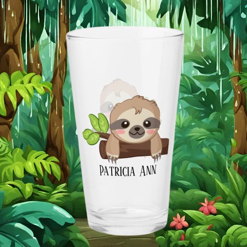 cute sloth lovers add name Glass