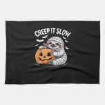 Cute Sloth Lovers Funny Halloween Pumpkin Essentia Kitchen Towel