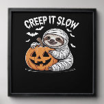 Cute Sloth Lovers Funny Halloween Pumpkin Essentia Peel And Stick Photo Tile