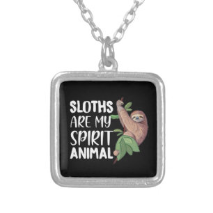 cute sloth lovers spirit animal silver plated necklace