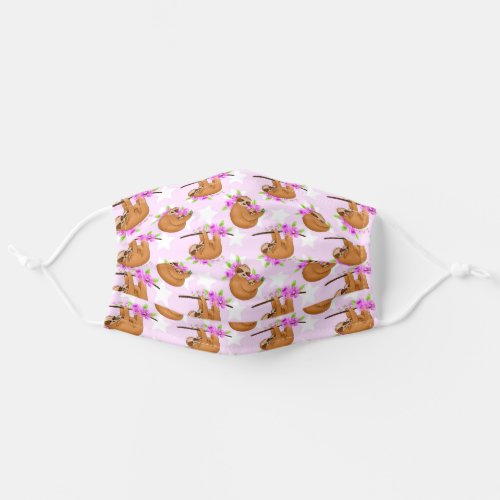 Cute sloth lovers tiled pattern Face Mask Cover
