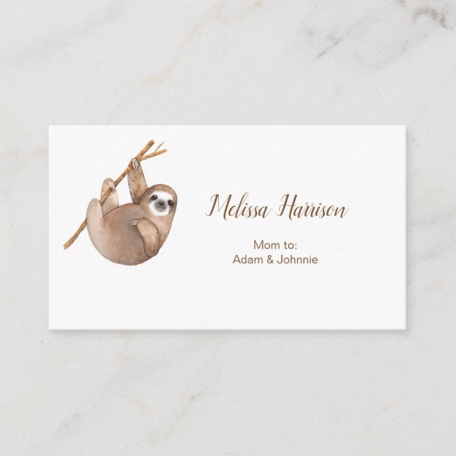 Cute Sloth Mommy Calling Card (Front)