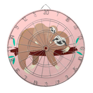 Cute Sloth mum with baby Dart Board