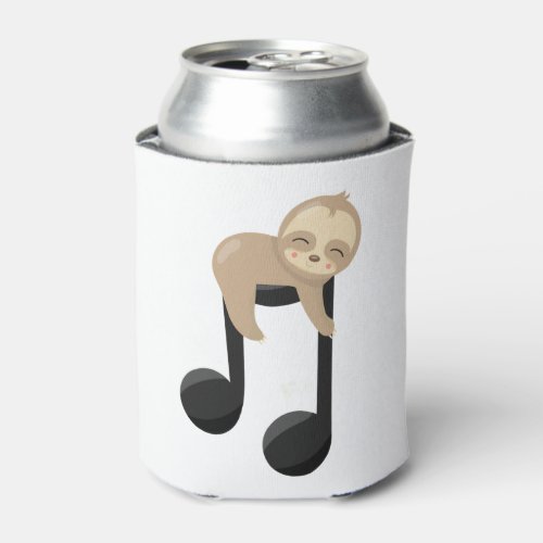 Cute Sloth Music Note  Can Cooler
