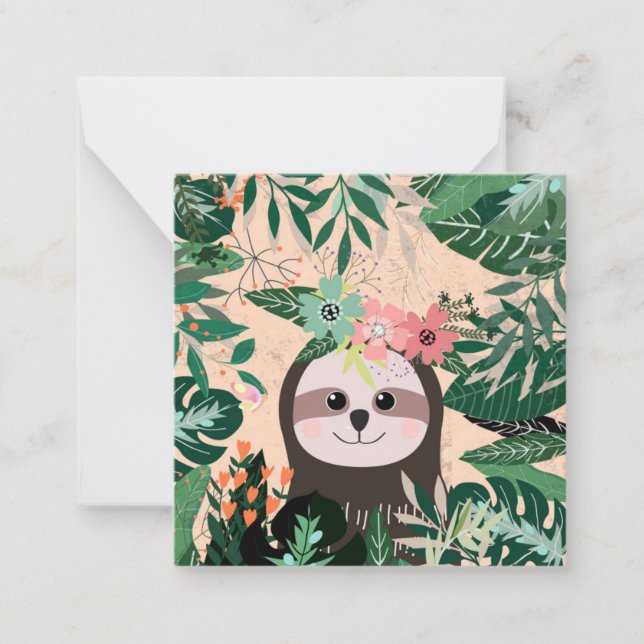 Cute Sloth Note Card (Front)
