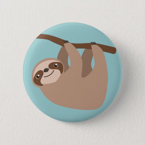 Cute Sloth on a Branch Button