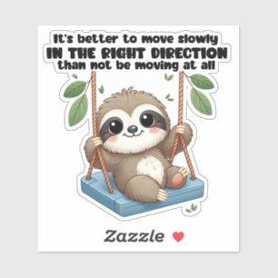 Cute sloth on a swing motivational sticker
