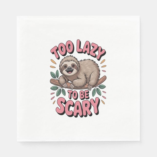 Cute Sloth on Branch with Playful Napkins (Front)