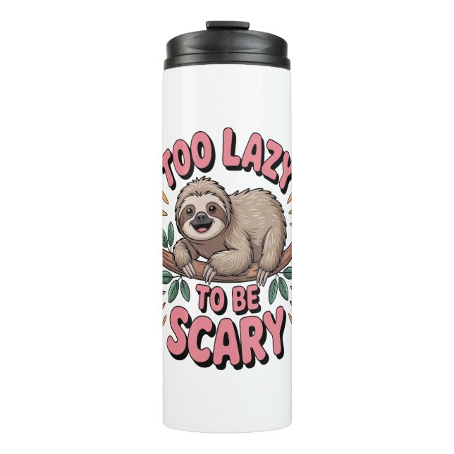 Cute Sloth on Branch with Playful Thermal Tumbler (Front)