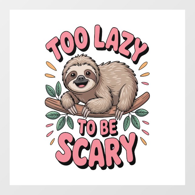 Cute Sloth on Branch with Playful Wall Decal (Front)