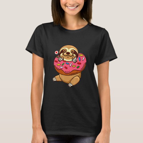 Cute Sloth On Donut Happy Donut Day 2022 National  T_Shirt