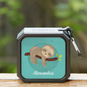 Cute Sloth on Tree Animal Kawaii Theme on Teal Bluetooth Speaker