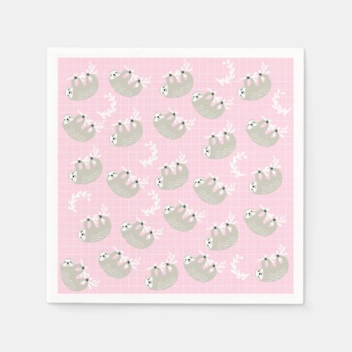 Cute Sloth Paper Napkins
