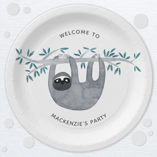 Cute Sloth Party Paper Plates