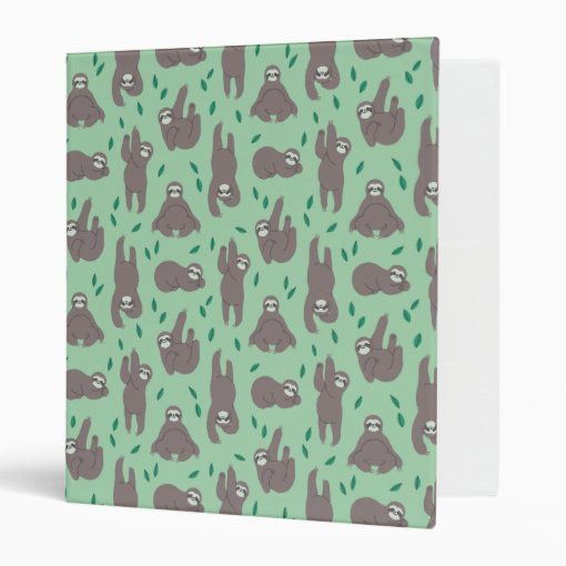 Cute Sloth Pattern | Add Your Name 3 Ring Binder | Zazzle