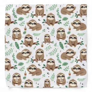 Cute Sloth Pattern Bandana