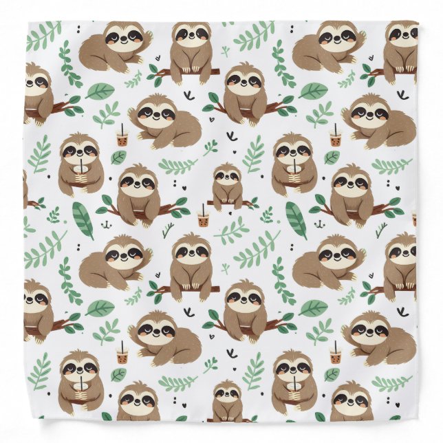 Cute Sloth Pattern Bandana (Front)