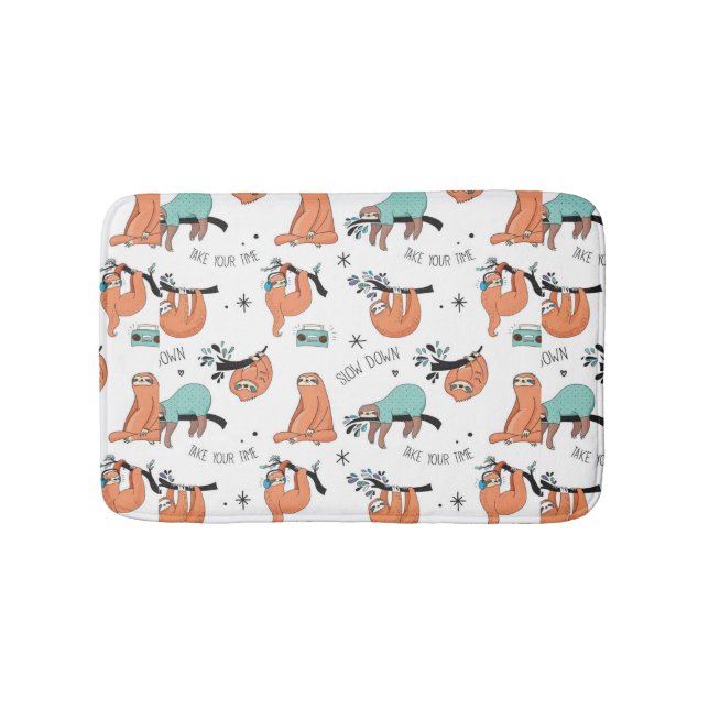 Cute Sloth Pattern Bathroom Mat (Front)