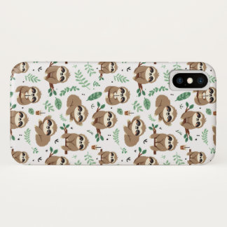 Cute Sloth Pattern iPhone X Case