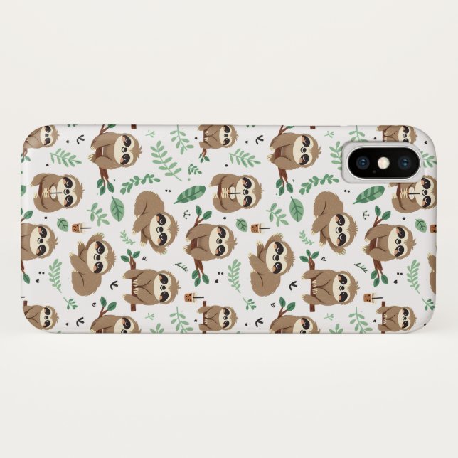 Cute Sloth Pattern Case-Mate iPhone Case (Back (Horizontal))