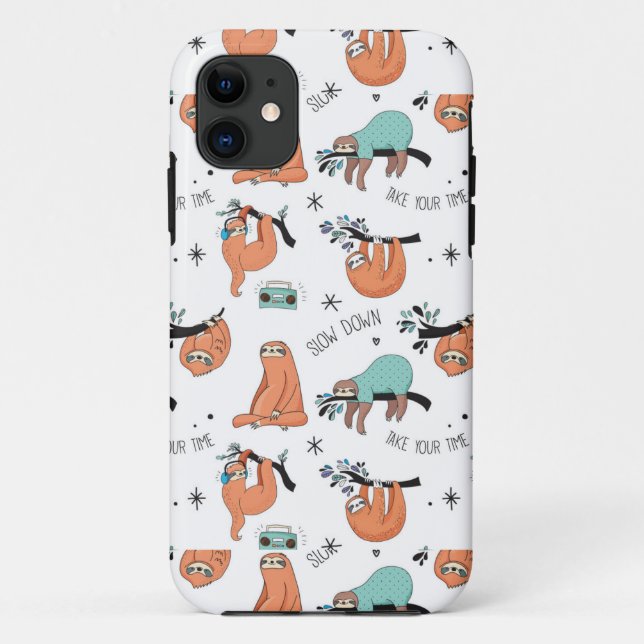 Cute Sloth Pattern Case-Mate iPhone Case (Back)