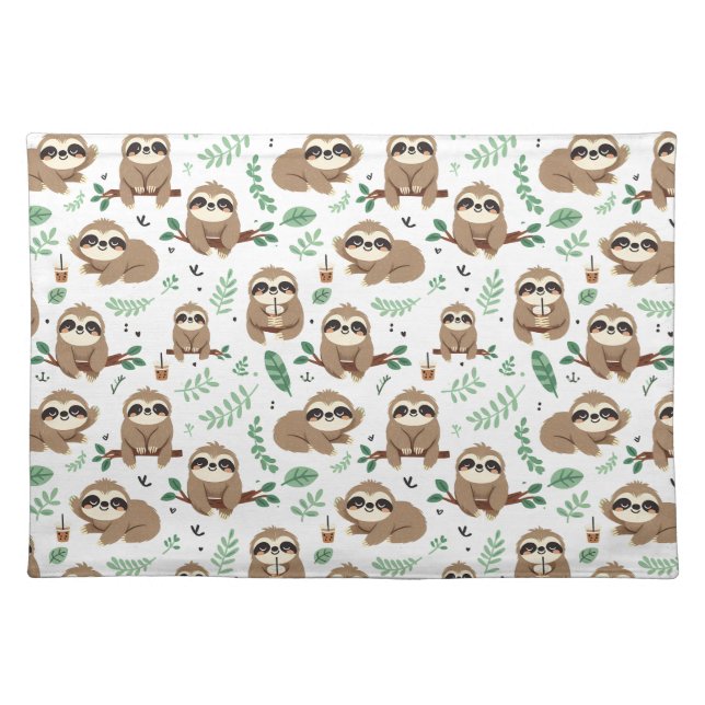 Cute Sloth Pattern Cloth Placemat (Front)